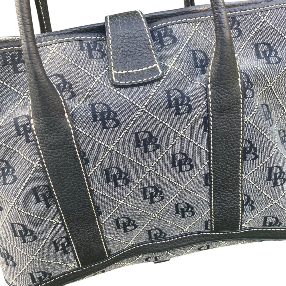 Dooney & Bourke Denim Logo Tote Pink Interior Gold Hardware Preppy Quiet Luxury - Picture 9 of 13